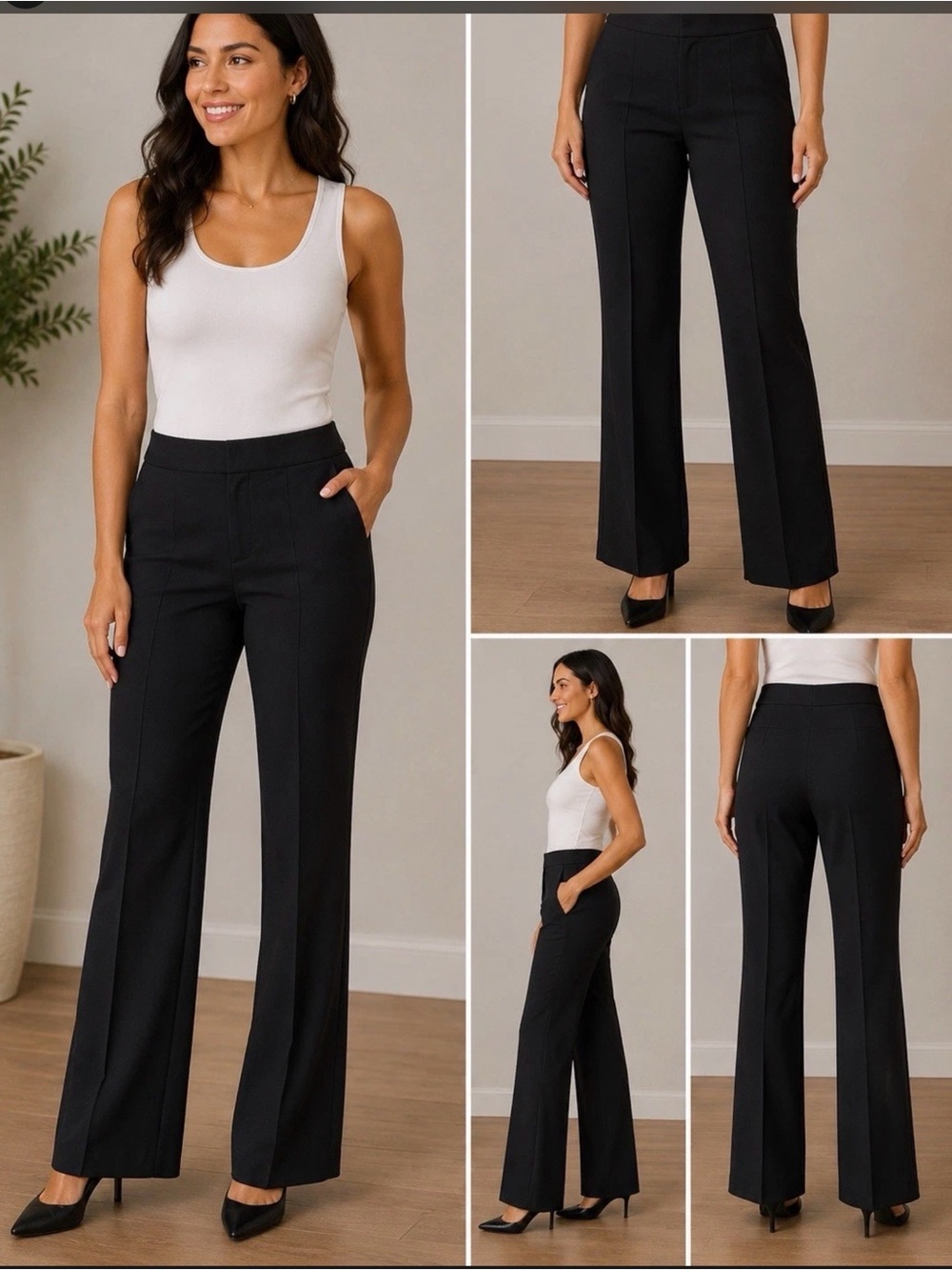 INC International Concepts Black Wide-Leg Dress Trousers